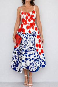 Willluxe® Leopard Graphic Print Midi Dress