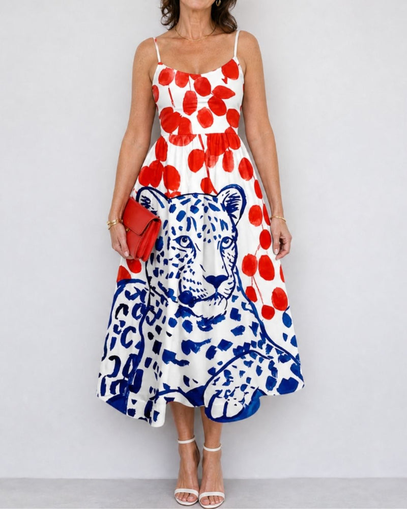 Willluxe® Leopard Graphic Print Midi Dress