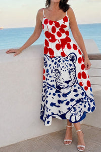 Willluxe® Leopard Graphic Print Midi Dress