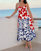 Willluxe® Leopard Graphic Print Midi Dress