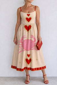 Willluxe® Heart Motif Sleeveless Midi Dress