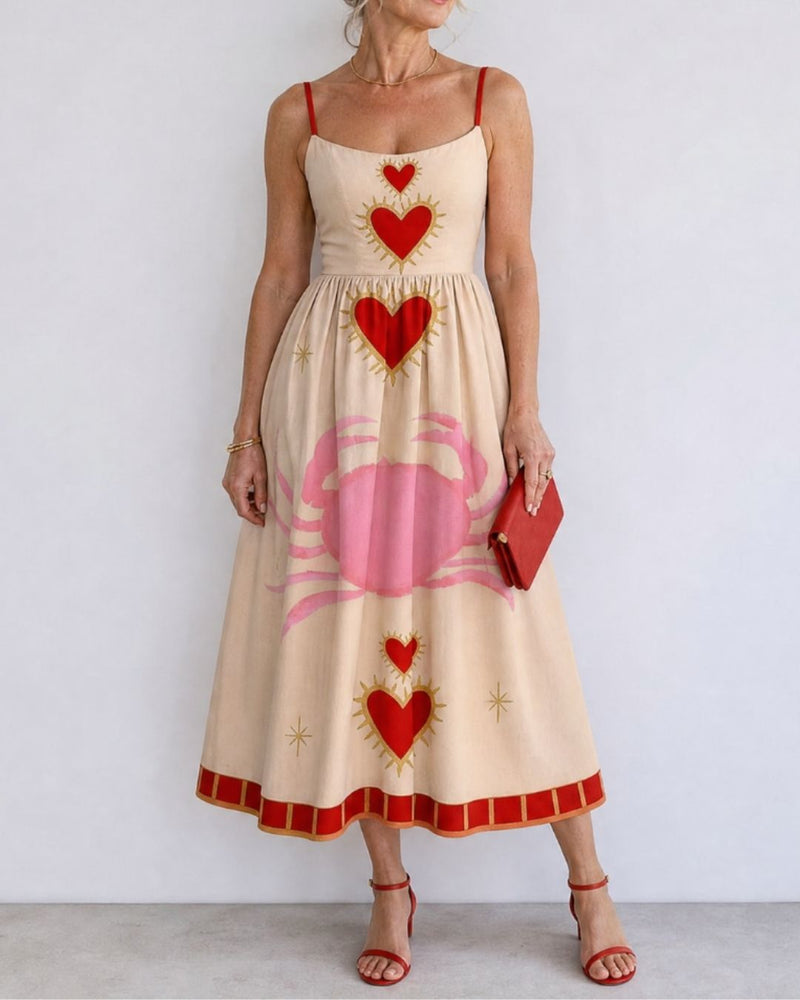 Willluxe® Heart Motif Sleeveless Midi Dress