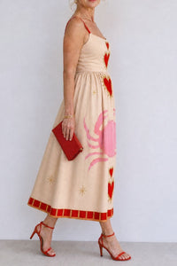 Willluxe® Heart Motif Sleeveless Midi Dress