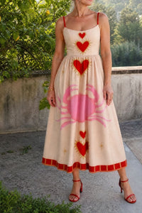 Willluxe® Heart Motif Sleeveless Midi Dress