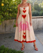 Willluxe® Heart Motif Sleeveless Midi Dress