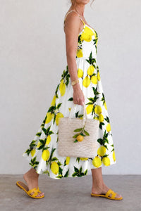 Willluxe® Lemon Print Sleeveless Midi Dress