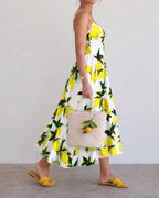 Willluxe® Lemon Print Sleeveless Midi Dress