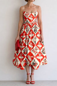 Willluxe® Diamond Print Sleeveless Midi Dress
