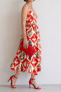 Willluxe® Diamond Print Sleeveless Midi Dress