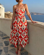 Willluxe® Diamond Print Sleeveless Midi Dress