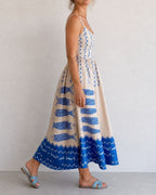 Willluxe® Fish Print Sleeveless Midi Dress