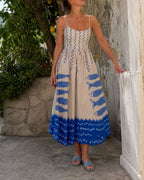 Willluxe® Fish Print Sleeveless Midi Dress