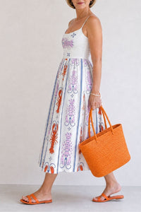 Willluxe® Lobster Print Sleeveless Midi Dress