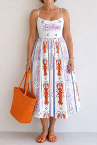 Willluxe® Lobster Print Sleeveless Midi Dress