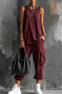 Willluxe® Sleeveless Tank & Cropped Ankle Pants Set