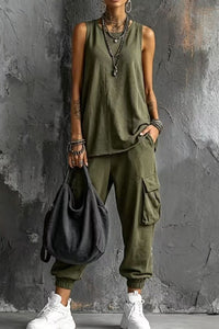 Willluxe® Sleeveless Tank & Cropped Ankle Pants Set