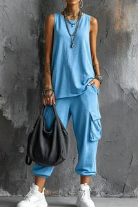 Willluxe® Sleeveless Tank & Cropped Ankle Pants Set