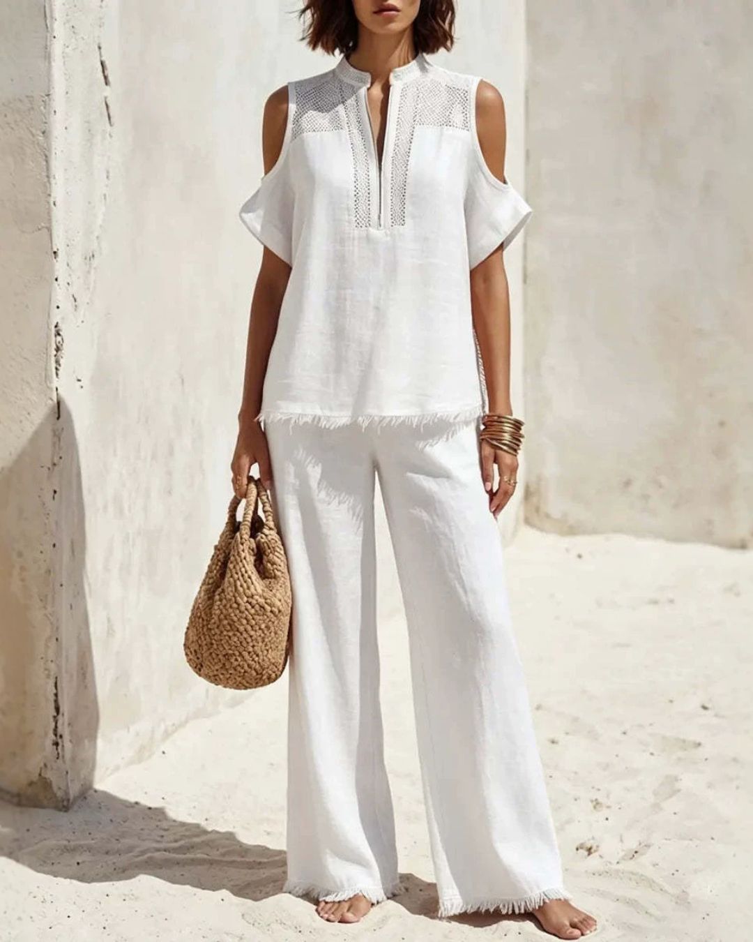 Willluxe® Off-Shoulder Short-Sleeve Pantsuit