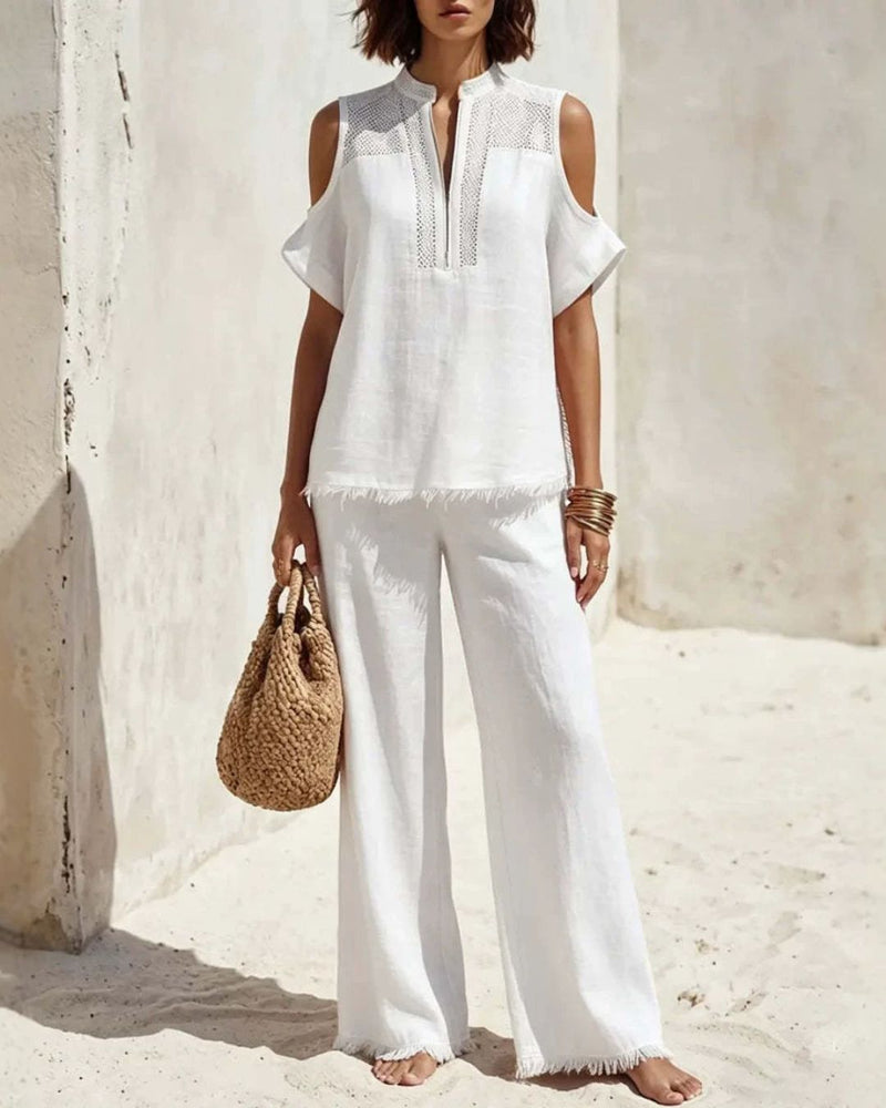 Willluxe® Off-Shoulder Short-Sleeve Pantsuit