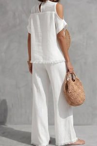 Willluxe® Off-Shoulder Short-Sleeve Pantsuit