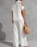Willluxe® Off-Shoulder Short-Sleeve Pantsuit