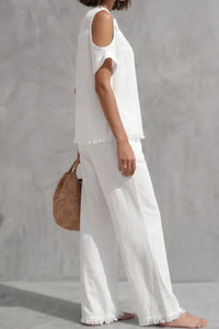 Willluxe® Off-Shoulder Short-Sleeve Pantsuit