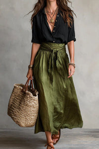 Willluxe® Button Down Midi Skirt Set