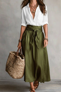 Willluxe® Button Down Midi Skirt Set