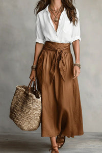 Willluxe® Button Down Midi Skirt Set