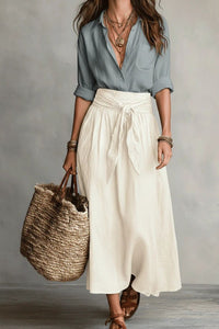 Willluxe® Button Down Midi Skirt Set