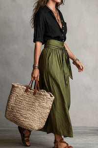 Willluxe® Button Down Midi Skirt Set