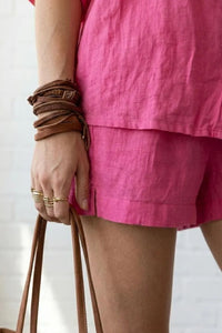 Willluxe® Button-Up Shirt and Wide Leg Shorts Vacation Outfit