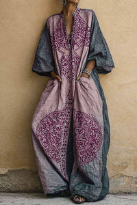 Willluxe® Loose Sleeves Ethnic Printed V-Neck Jumpsuits