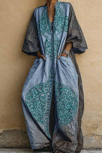 Willluxe® Loose Sleeves Ethnic Printed V-Neck Jumpsuits