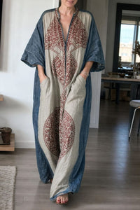 Willluxe® Loose Sleeves Ethnic Printed V-Neck Jumpsuits