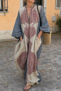 Willluxe® Loose Sleeves Ethnic Printed V-Neck Jumpsuits