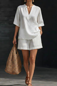 Willluxe® Effortless V-Neck Shirt and Shorts Set