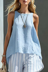 Willluxe® Flared Tank Top and Striped Shorts Set