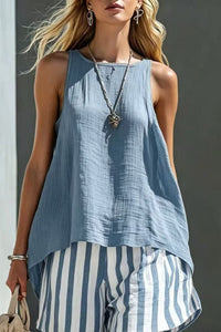 Willluxe® Flared Tank Top and Striped Shorts Set