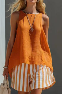 Willluxe® Flared Tank Top and Striped Shorts Set
