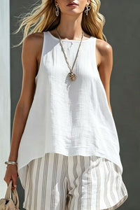 Willluxe® Flared Tank Top and Striped Shorts Set