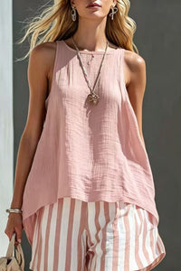 Willluxe® Flared Tank Top and Striped Shorts Set