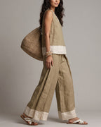 Willluxe® Boho Oasis Set Deep V-Neck Sleeveless Top Palazzo Pants Resort Wear