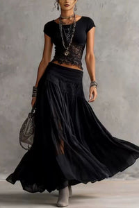 Willluxe® Lace Panel and Pleated Maxi Dress Set