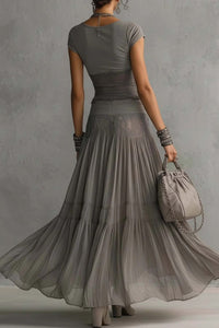 Willluxe® Lace Panel and Pleated Maxi Dress Set