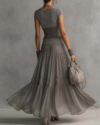 Willluxe® Lace Panel and Pleated Maxi Dress Set