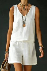 Willluxe® Sage Relaxed Shirt Drawstring Shorts Set