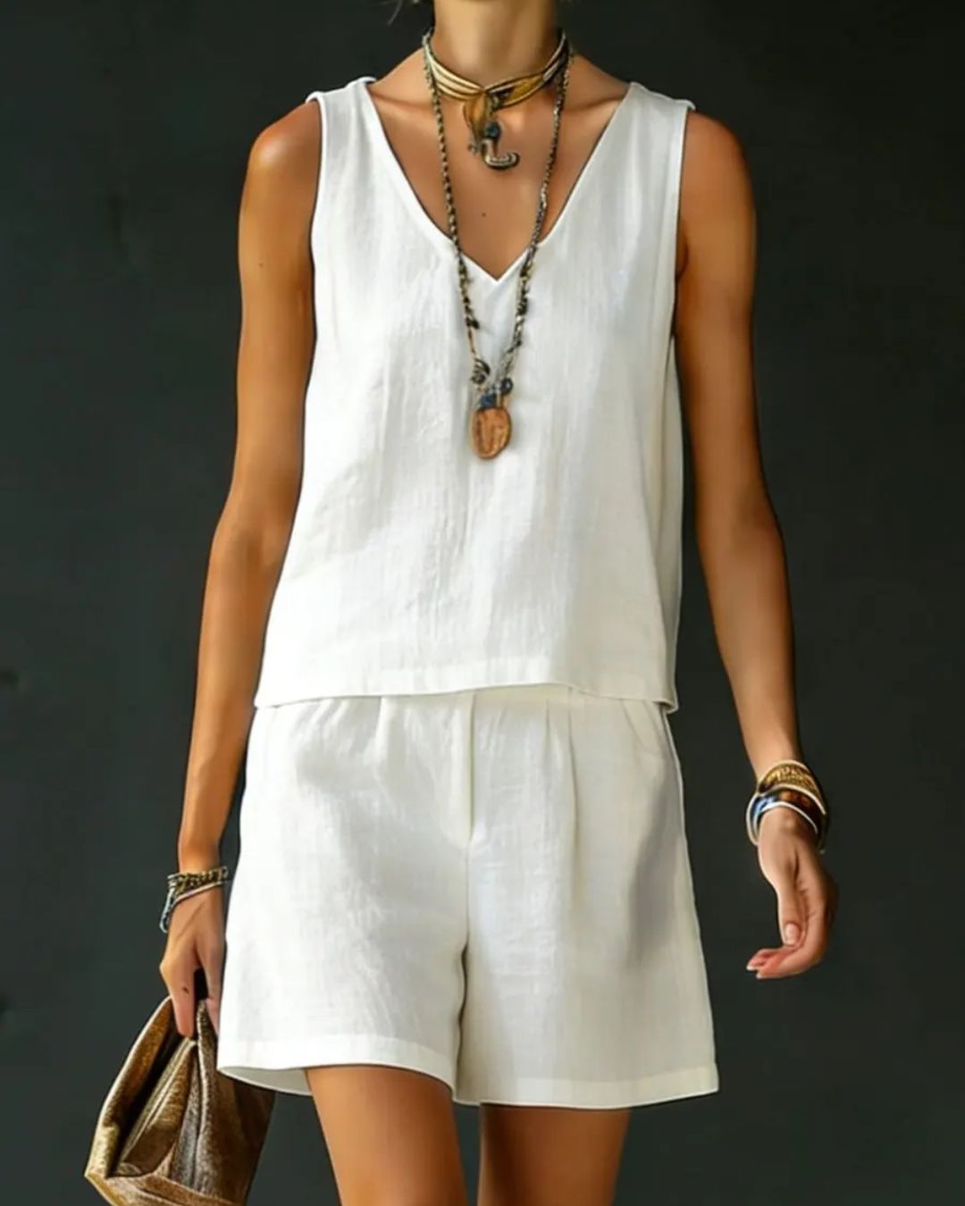 Willluxe® Sage Relaxed Shirt Drawstring Shorts Set