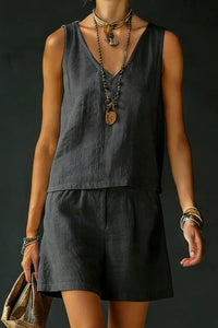 Willluxe® Sage Relaxed Shirt Drawstring Shorts Set