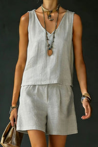 Willluxe® Sage Relaxed Shirt Drawstring Shorts Set